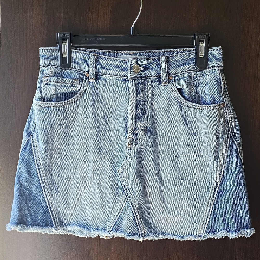 PacSun Light Blue Distressed Denim Mini Skirt